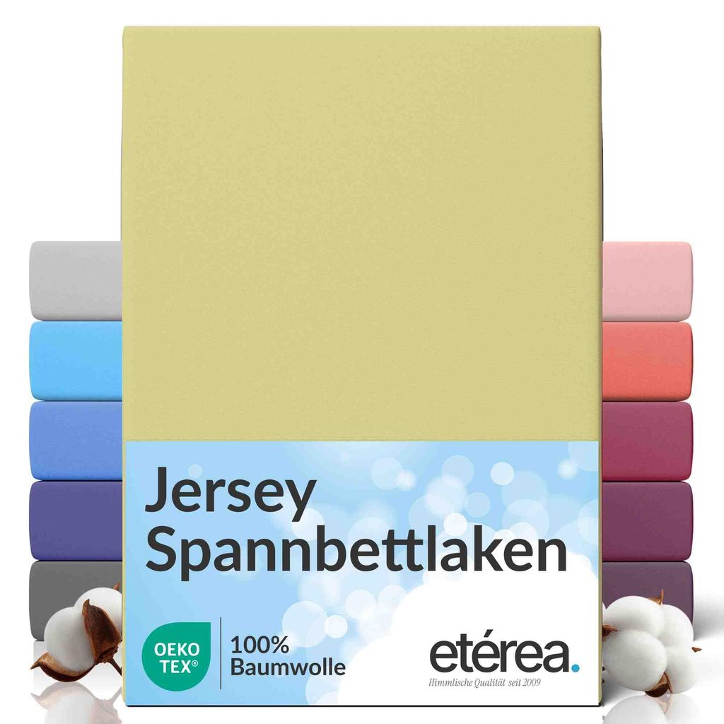 Jersey Spannbettlaken 140x200 - 160x200 cm, 100% Baumwolle Bettlaken, Minze