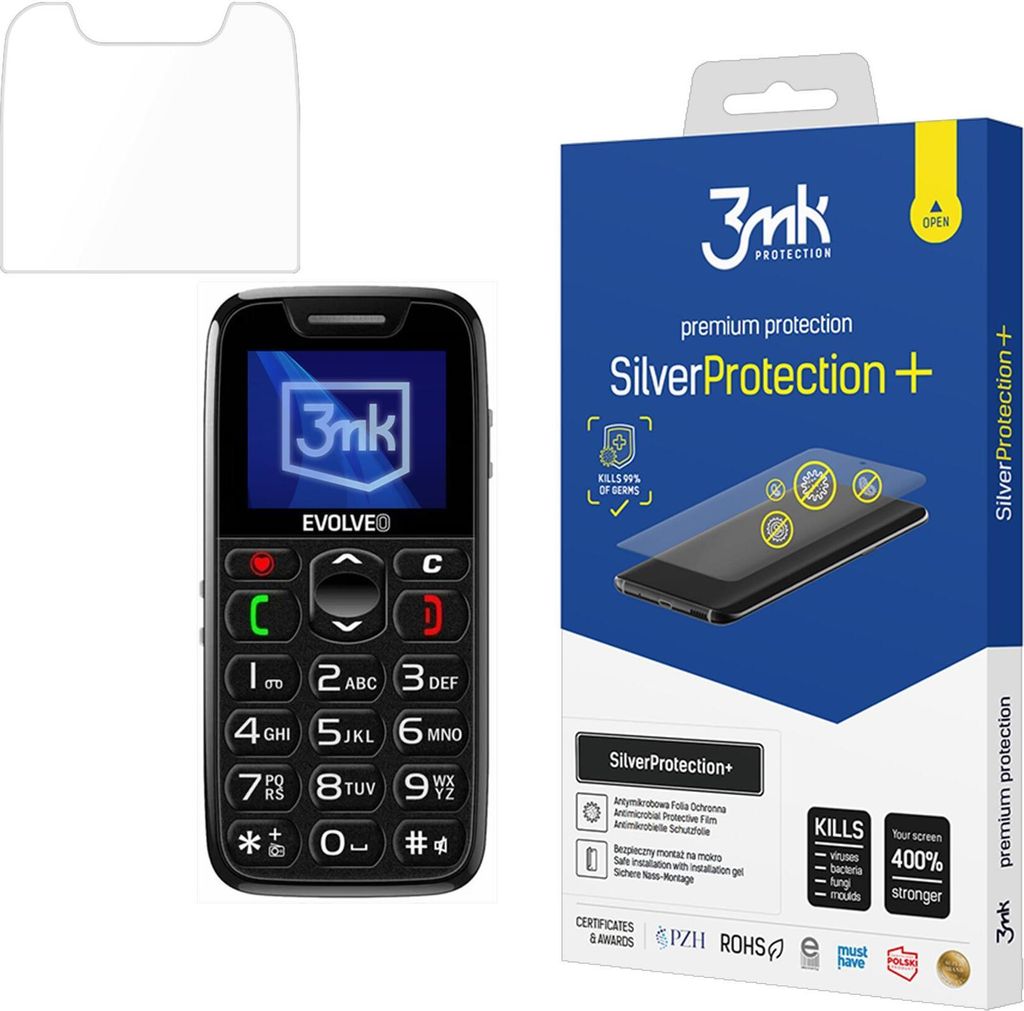 3mk Display Antimikrobielle Schutzfolie SilverProtection+ für Evolveo EasyPhone EP 0,21mm Self-Heal