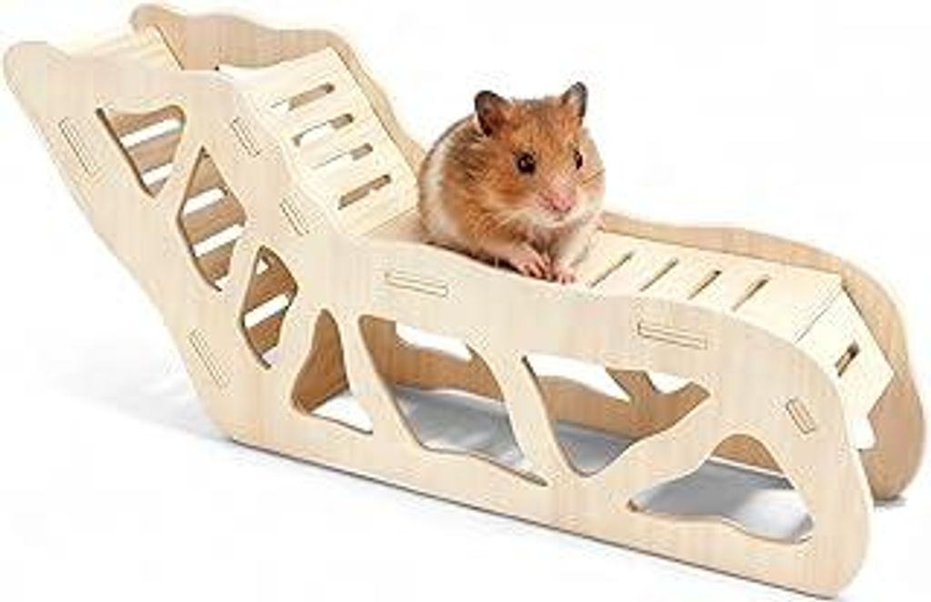 Vielseitiges Hamsterversteck und Hamstertunnel, Hamsterhaus aus Holz mit Kletterleiter, Hamsterhaus für Rennmäuse, Hamster, Kleine Haustiere Zube...