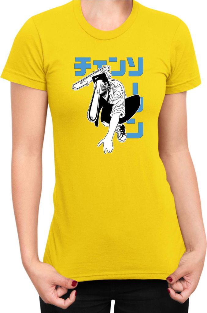 Damen T-Shirt Manga Japan Anime Comics Animation Chainsaw Anime manga Man 06, Lady XS / Gelb