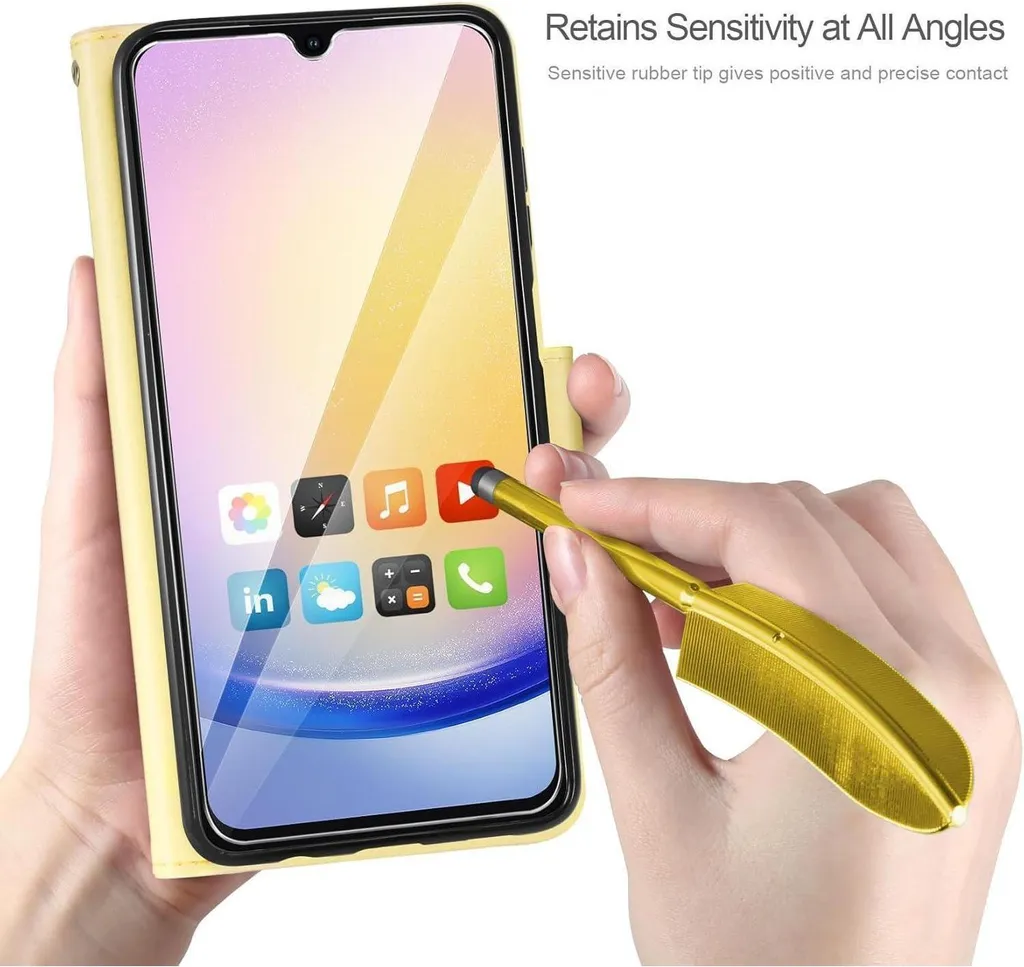 Custodia Samsung A15 Gialla Portafoglio con Vetro Temperato Omaggio - 5