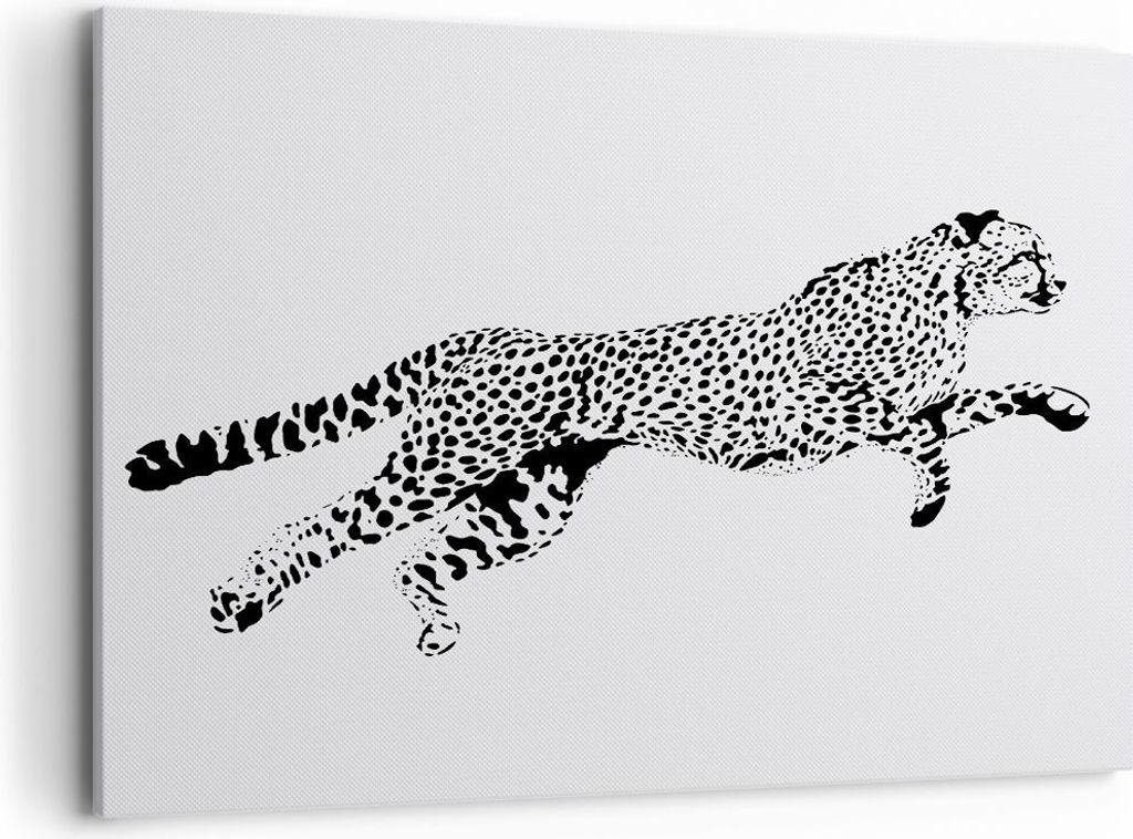 Bild auf Leinwand - Leinwandbild - Gepard Tier Dots - 100x70cm - Wand Bild - Wanddeko - Wandbilder - Leinwanddruck - Bilder - Kunstdruck - Wanddeko...