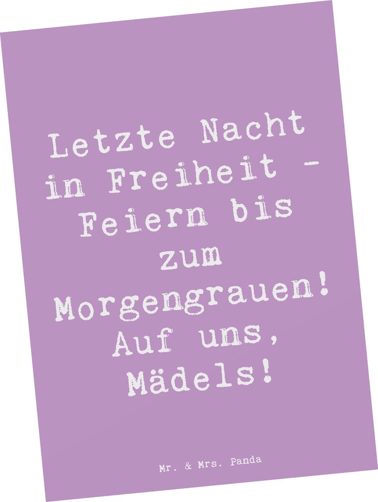 Mr. & Mrs. Panda Postkarte Spruch Junggesellinnenabschied Feiern - Lavendeltraum - Geschenk, liebevoll, Heiraten, bildkarte, Junggesellinnenfeier, ...