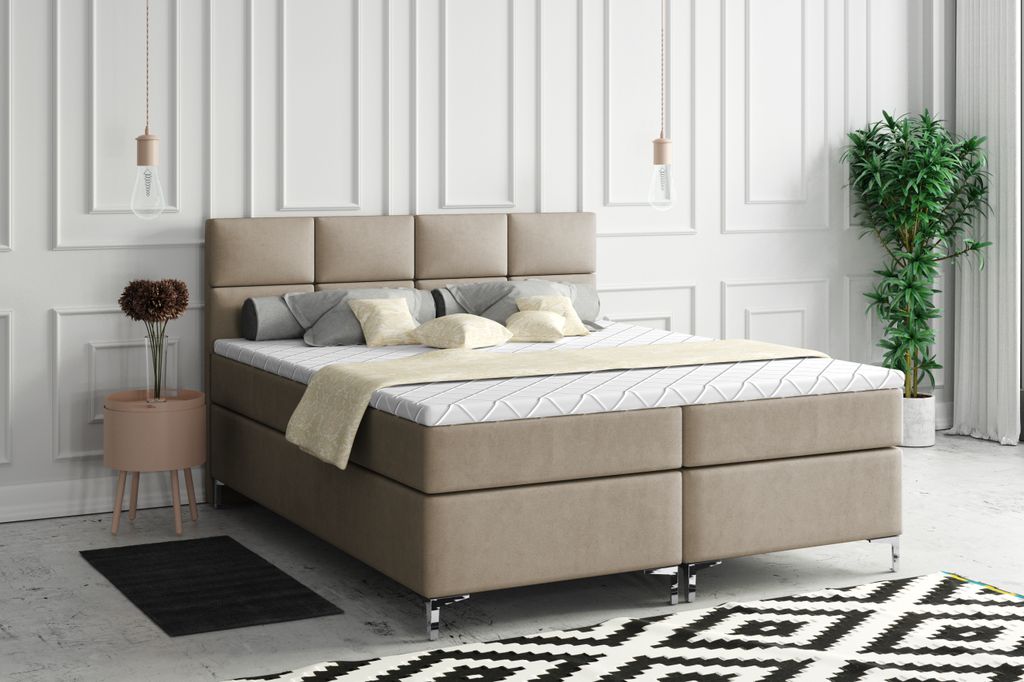 VELAR Boxspringbett mit bettkasten "NICEA", 160 cm, Beige
