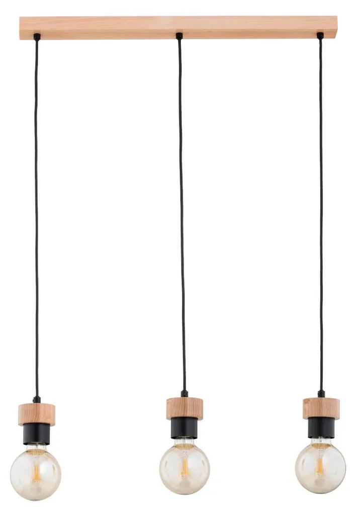 Lustre suspension bois ZELIA style scandinave 3 lumières, 85 cm Alfa