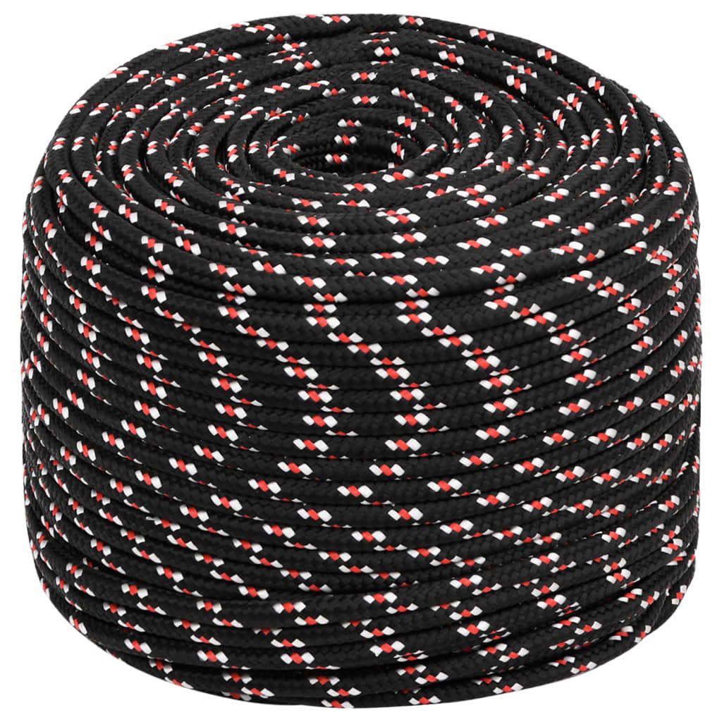 vidaXL Corde de bateau noir 8 mm 50 m polypropylène Image du produit 