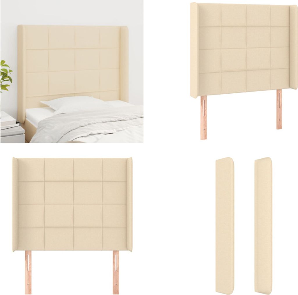 vidaXL Kopfteil mit Ohren Creme 83x16x118/128 cm Stoff - Kopfteil - Kopfteile - Bett-Kopfteil - Bettkopfteil