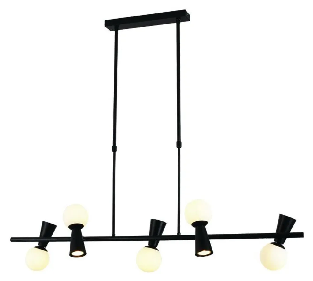 Suspension 10 lumières G9 GU10 KIMOLOS | Métal noir et blanc
