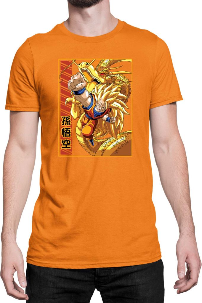 Herren T-Shirt Dragon Anime Manga Ball Z Goku 38, Man L / Orange