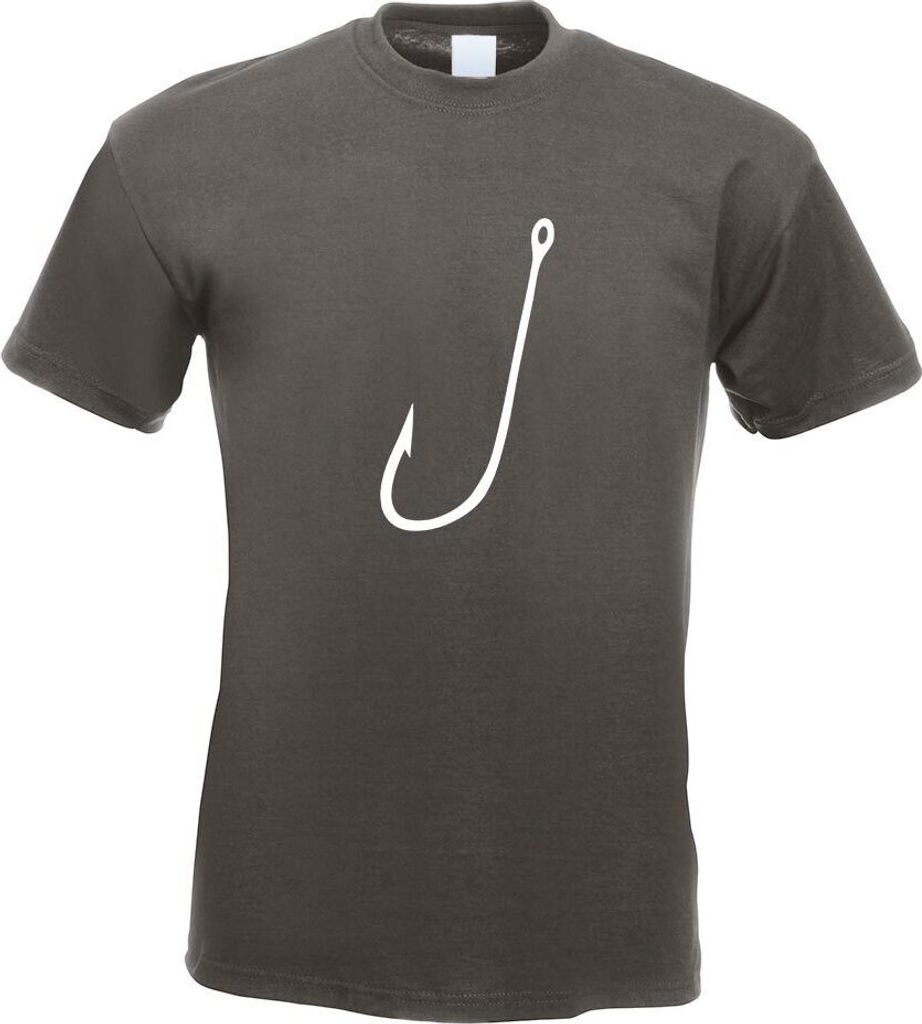Kiwistar - T-Shirt - Graphit - Angelhaken Motiv Bedruckt Funshirt Design Print - mit Motiv Bedruckt - Funshirt Design - Sport - Freizeit - Herren - S