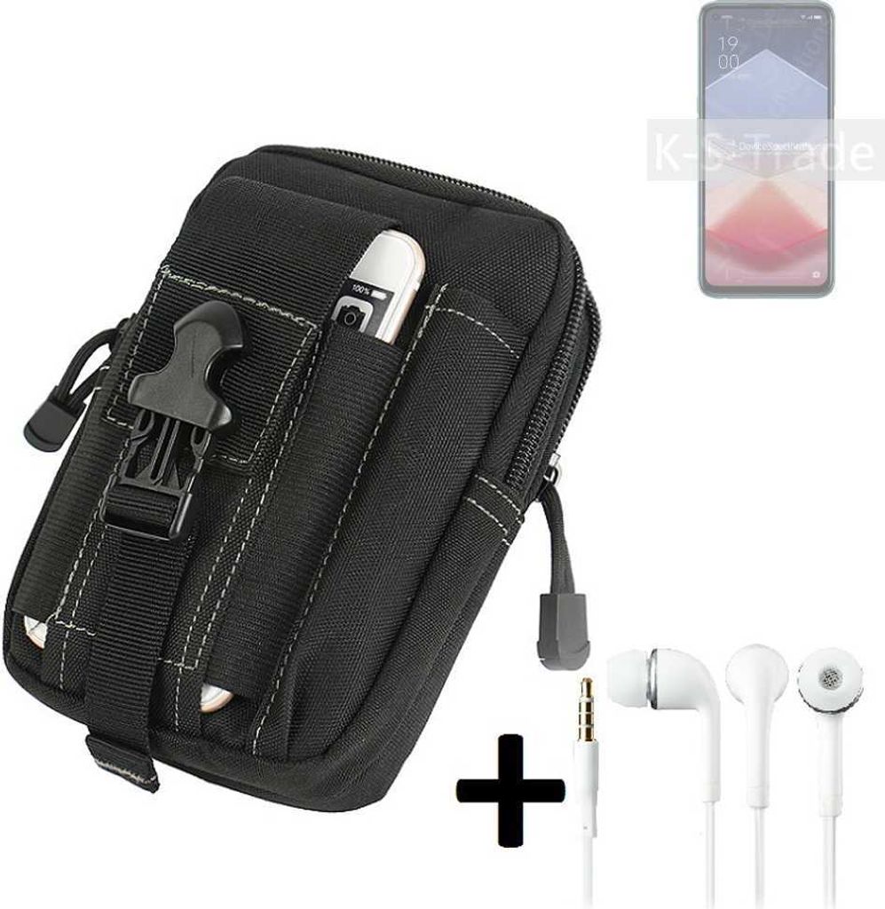 K-S-Trade Gürteltache + Kopfhörer kompatibel mit Oppo K10 Vitality Edition Gürtel Tasche Holster Schutz Hülle Handy Hülle schwarz inkl.