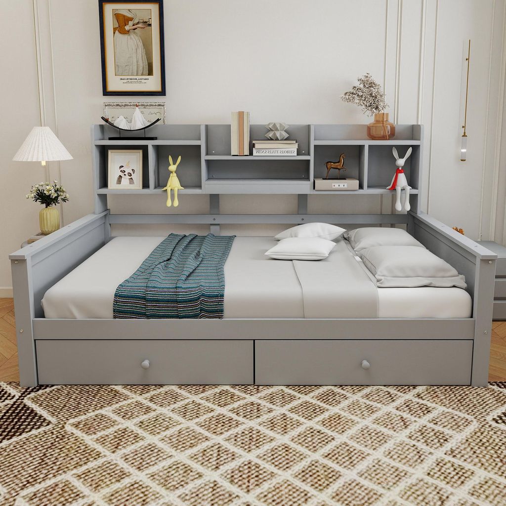 Flieks Holzbett Schlafsofa 90x200cm mit Schubladen, Produktbild 