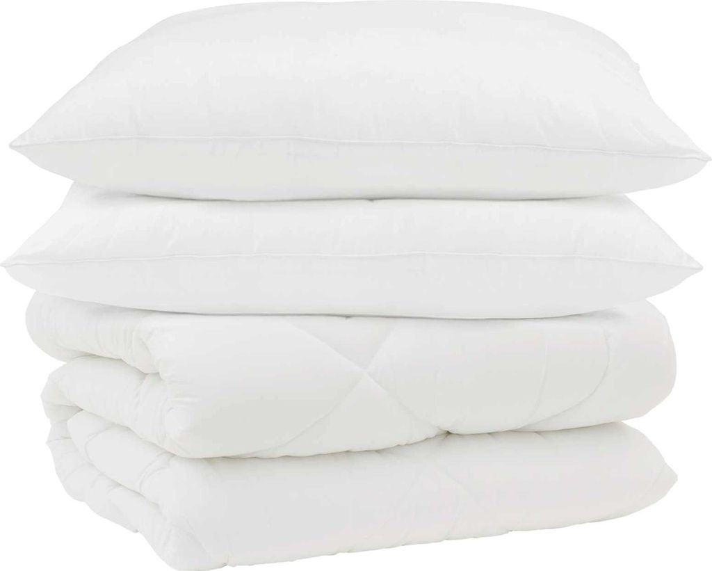 vidaXL Winterbettdecke mit Kissen 3 pcs Weiß Mikrofaser