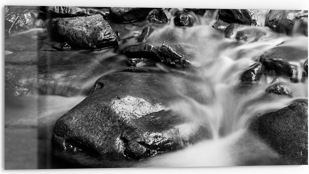 DEQORI Küchenrückwand Glas 80x40 cm 'Fluss der Zeit' Spritzschutz Bad Rückwand Küche