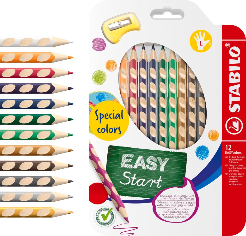 STABILO EASYcolors Blauviolett, Braun, Karmin, Smaragdgrün, Produktbild 