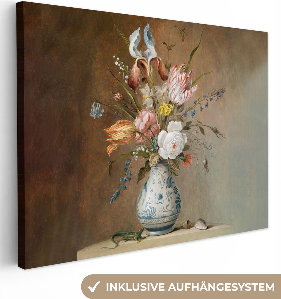 MuchoWow - Leinwandbilder - Alte Meister - Blumen - Balthasar van der Ast, Wandbild, Wanddeko Bilder Wohnzimmer, 40x30 cm