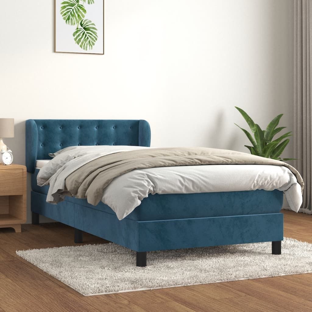 Maison Exclusive - Boxspringbett mit Matratze Dunkelblau 90x200 cm Samt