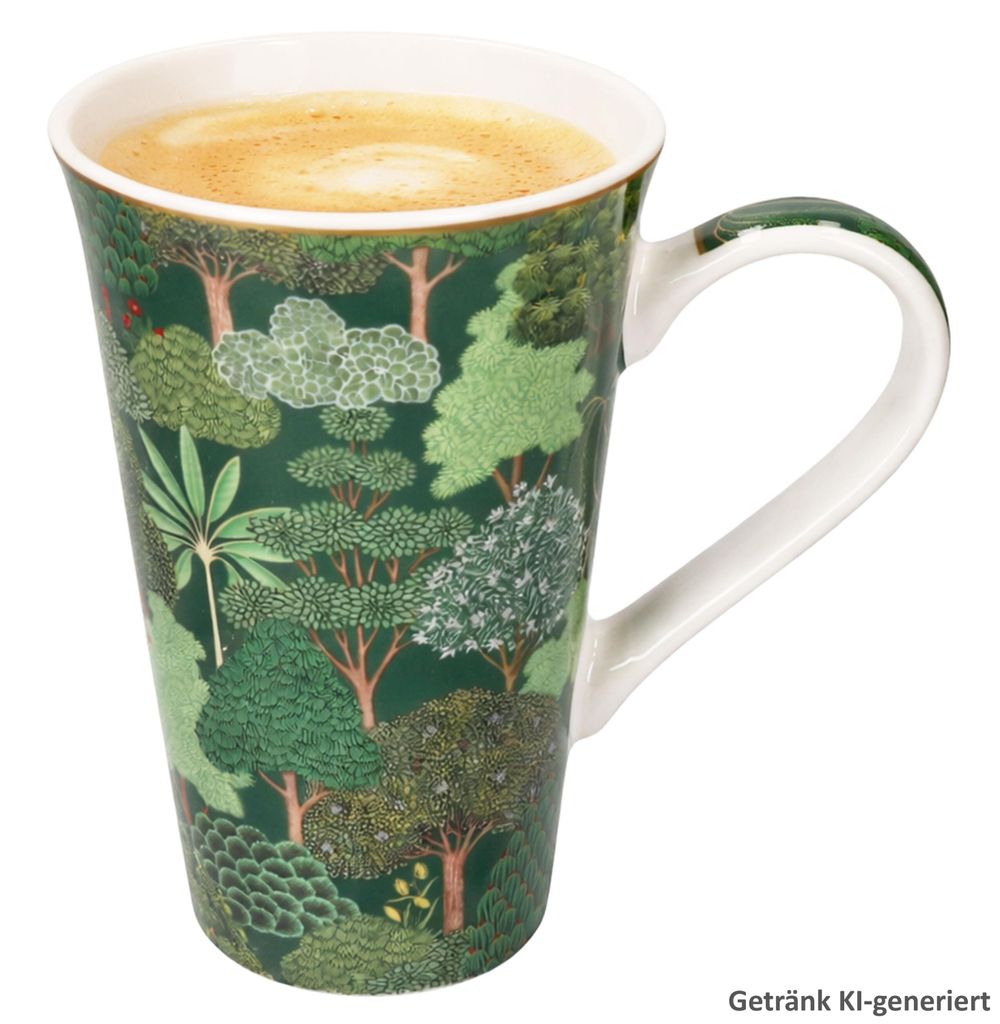 Woodland Jumbobecher Porzellan 440 ml Wald Bäume grün Kaffee-Tasse Tee