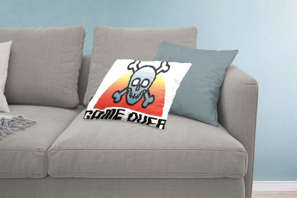 MuchoWow Zierkissen Sofakissen Wohnzimmer Dekokissen 60x40 cm Gamer - Retro - Game over - Illustration - Kopfkissen - Polster mit Foto