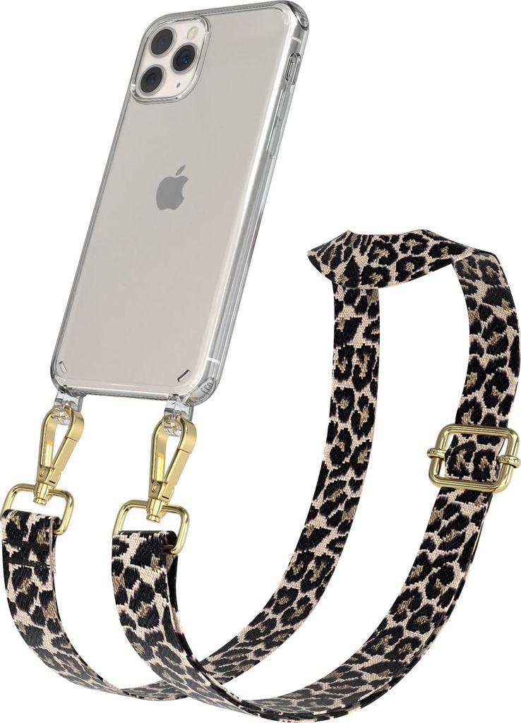 Apple iPhone 11 Pro Chain Eyelets Slim Neck Strap Set Leo Style 13 Black/Taupe 03 Metall Gold