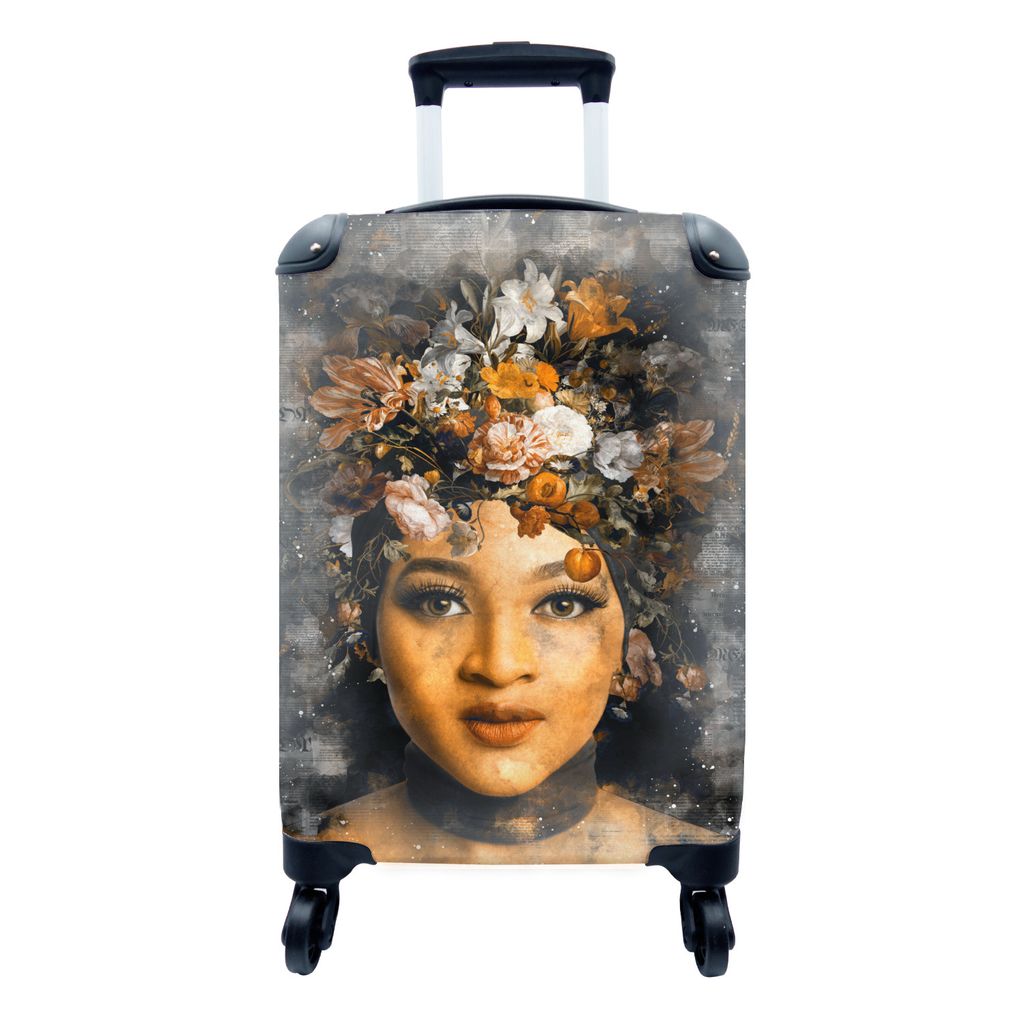 MuchoWow Koffer Handgepäck Trolley Rollkoffer Kleine Reisekoffer mit 4 Rollen - Frauen - Farbe - Flora - Cabin Size < 55x40x23 cm & 55x40x20 cm ...