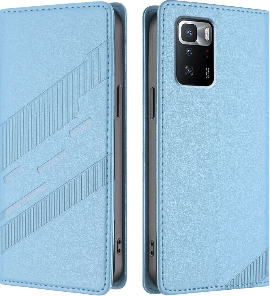Hülle für Xiaomi Poco X3 GT, Kunstleder Brieftaschen Handyhülle mit Kartenfach und Standfunktion Hellblau