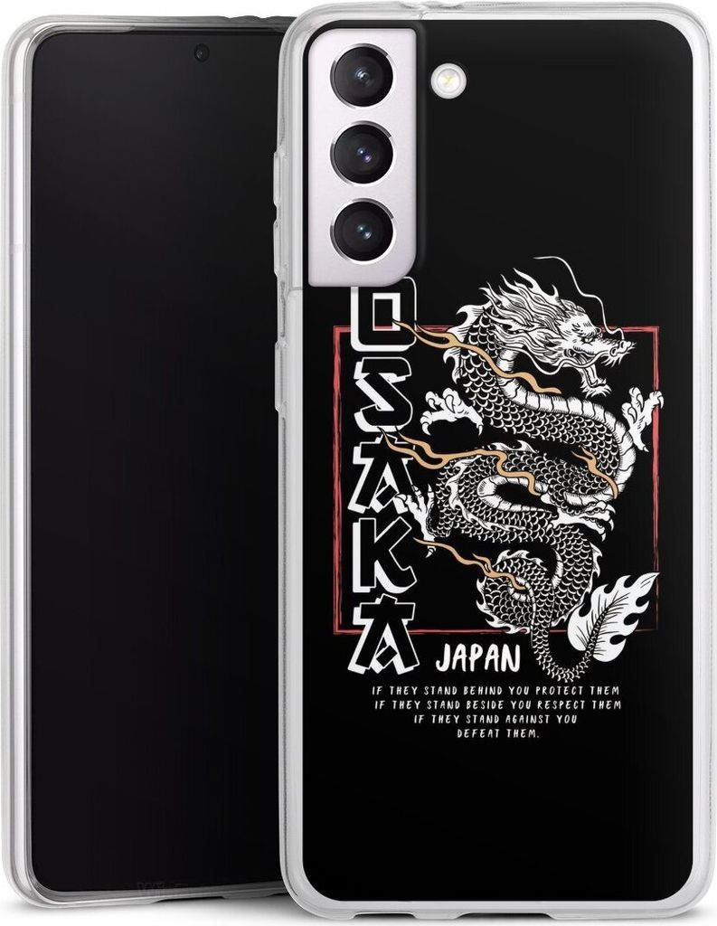 DeinDesign Slim Hülle für Samsung Galaxy S21 5G Silikon Case Ultra Dünn Handyhülle Drache Japan Meer