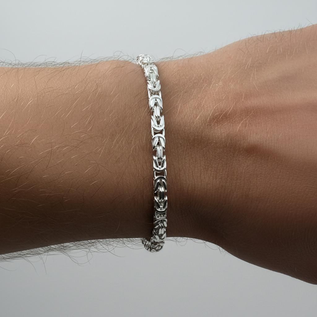 Tony Fein Königsarmband 3mm 925er Silber Hochglanzpoliert Diamantiert Damen Herren 19 cm