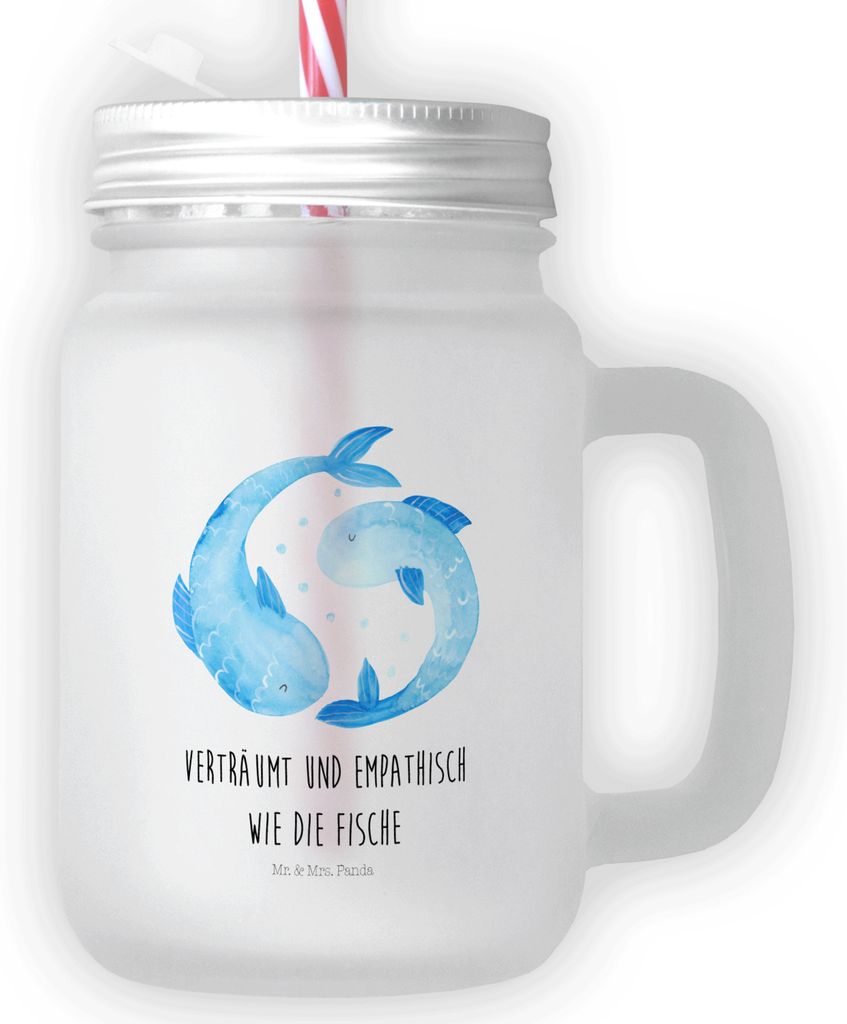 Mr. & Mrs. Panda Glas Sternzeichen Fische - Transparent - Produktbild 