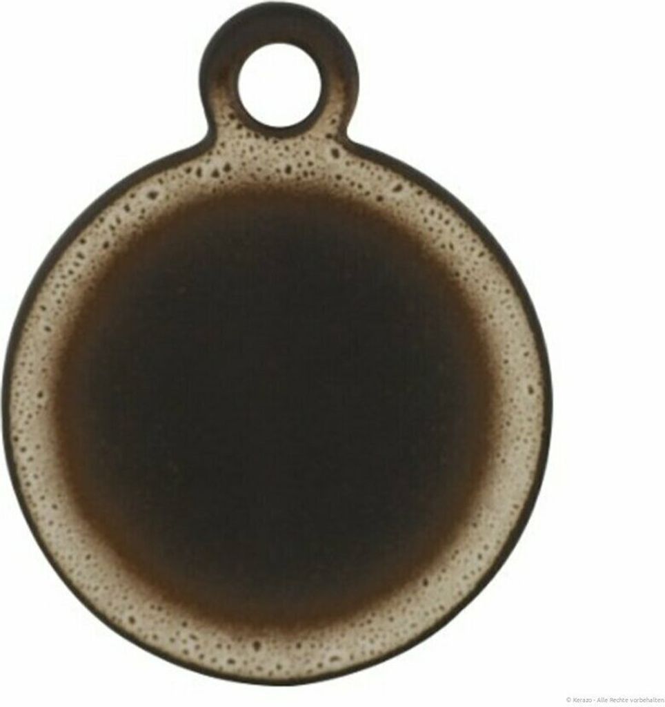 Original Bunzlauer Keramik Ø19,0x24 cm Rundes Schneidebrett mit Griff, Nachbildung ZACIEK braun