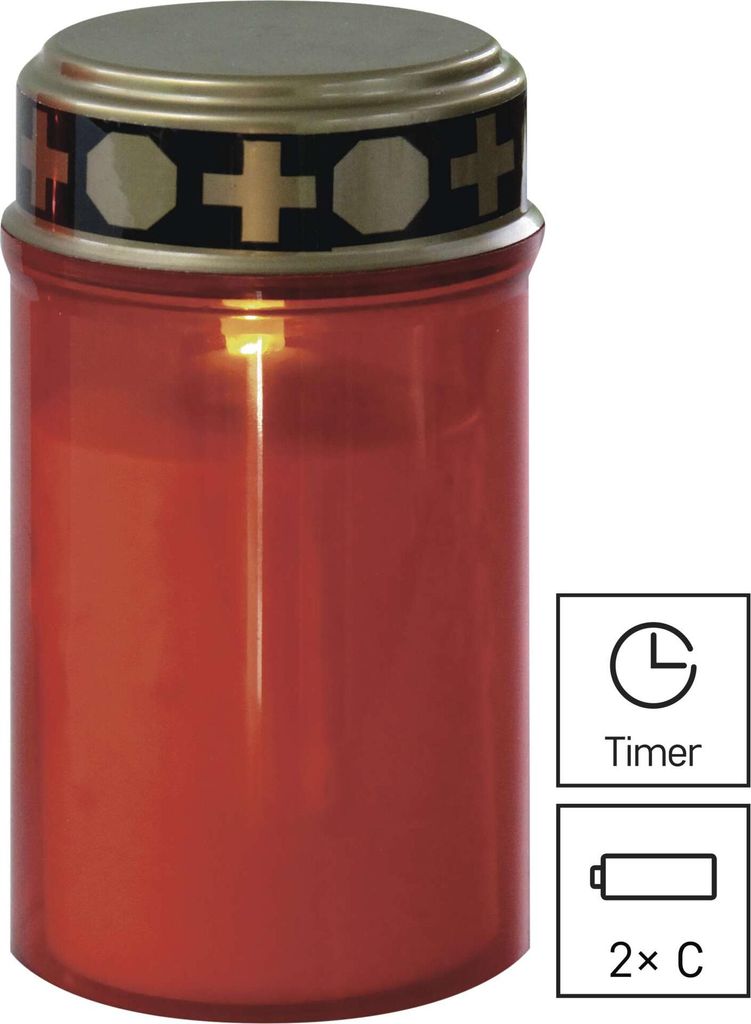 EMOS LED Grabkerze, Grablicht mit Timer, IP44 für den