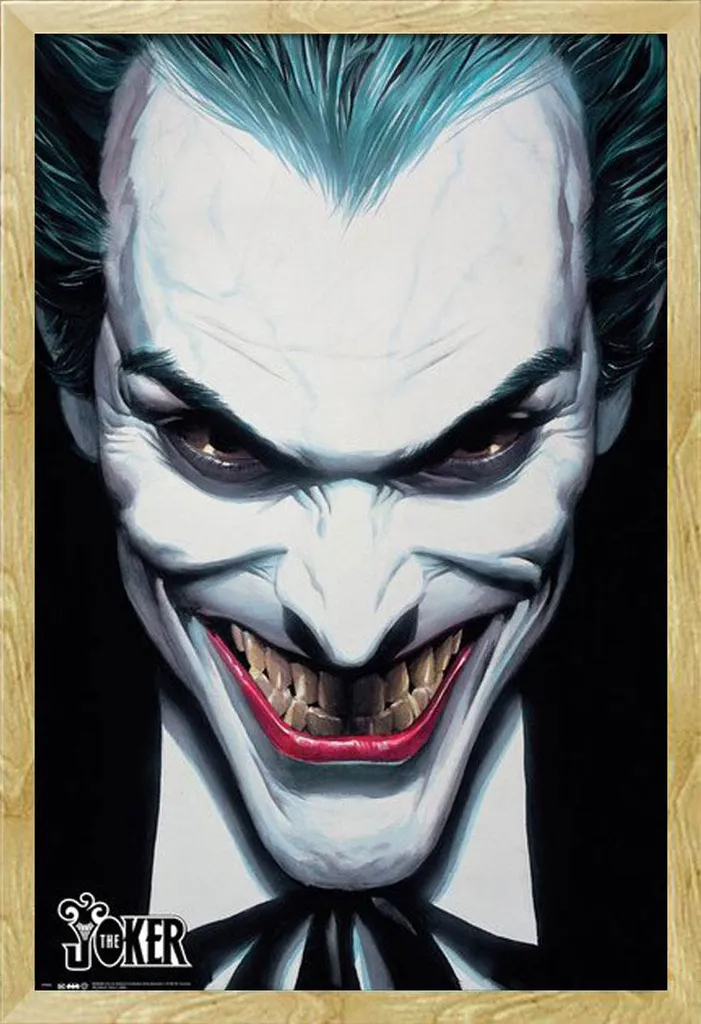 Quadro Joker DC Comics Alex Ross Cornice Legno Faggio Shinsuke 61x91.5
