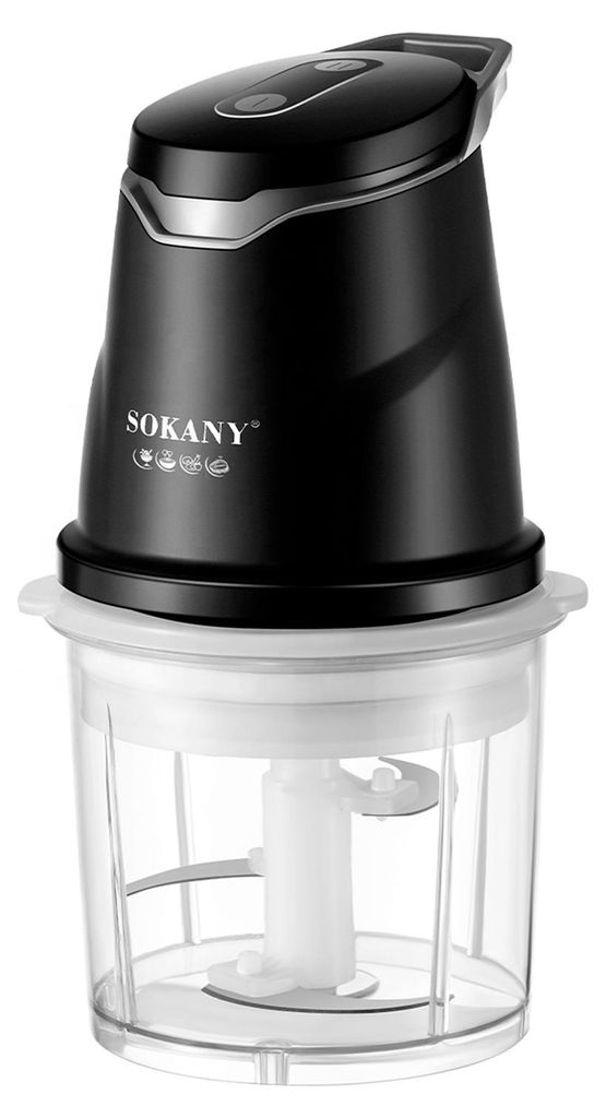 Sokany, Elektrischer Mini Zerkleinerer 300W 0.7L Edelstahlklingen, Schwarz