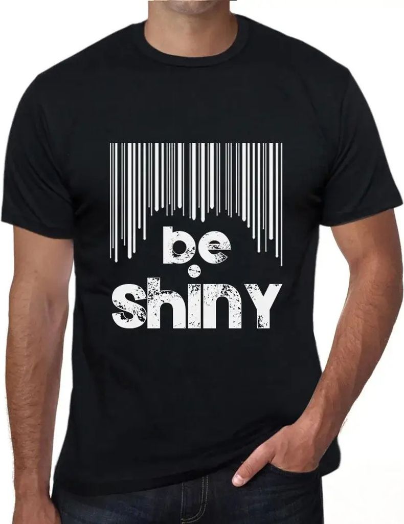 Herren Grafik T-Shirt Barcode glänzt – Barcode Be Shiny – Öko-Verantwortlich Vintage Jahrgang Kurzarm Lustige Druck Geburtstag Geschenk Mann