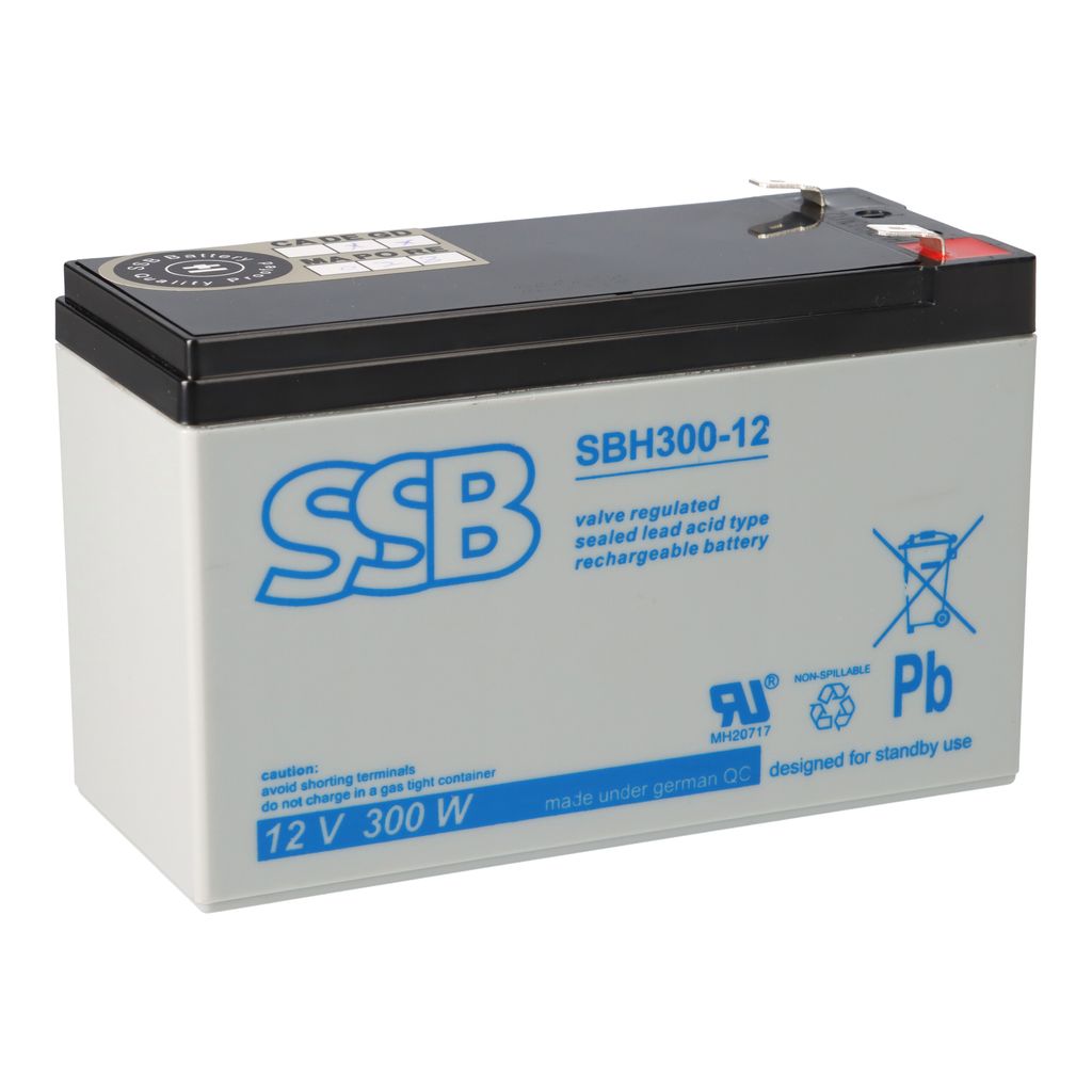 SSB Blei Akku SBH 300-12 AGM Batterie 6,3mm Faston - 12V 8,5Ah 277W