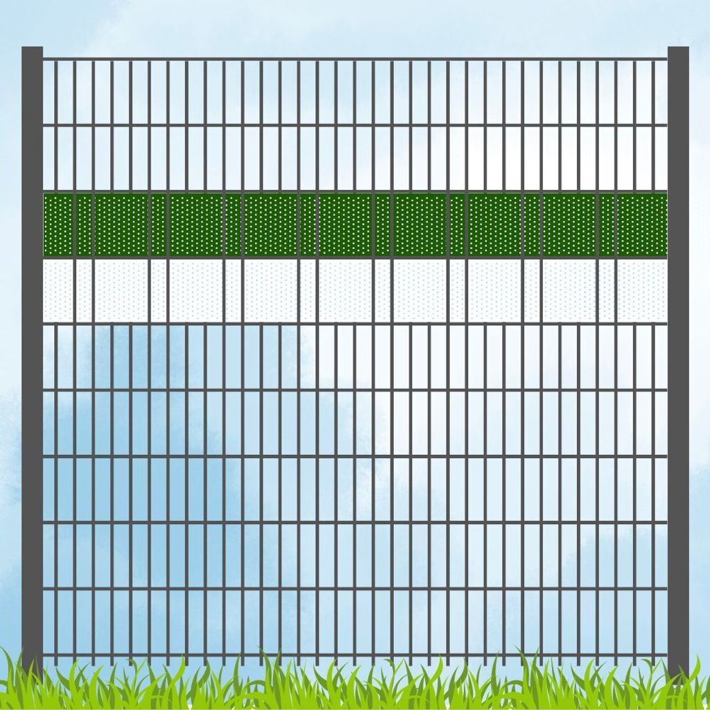 Sichtschutzstreifen in Vereinsfarben - Set GRÜN-WEISS Volle Streifenbreite Gelocht