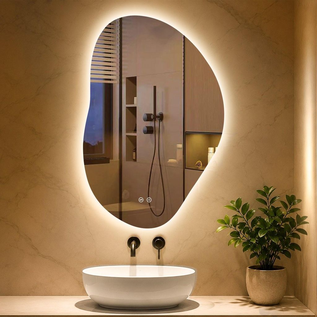 PESENXAN LED-Badspiegel, asymmetrisch, 80 x 53 cm, 3 Produktbild 