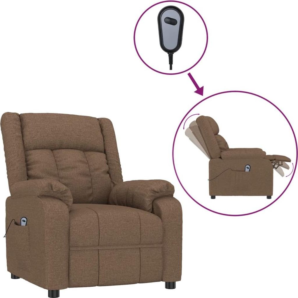 vidaXL Relaxsessel Elektrisch Braun Stoff