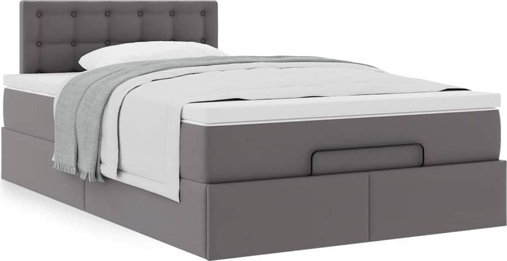 Ottoman-Bett mit Matratze Grau 120x200 cm Kunstleder