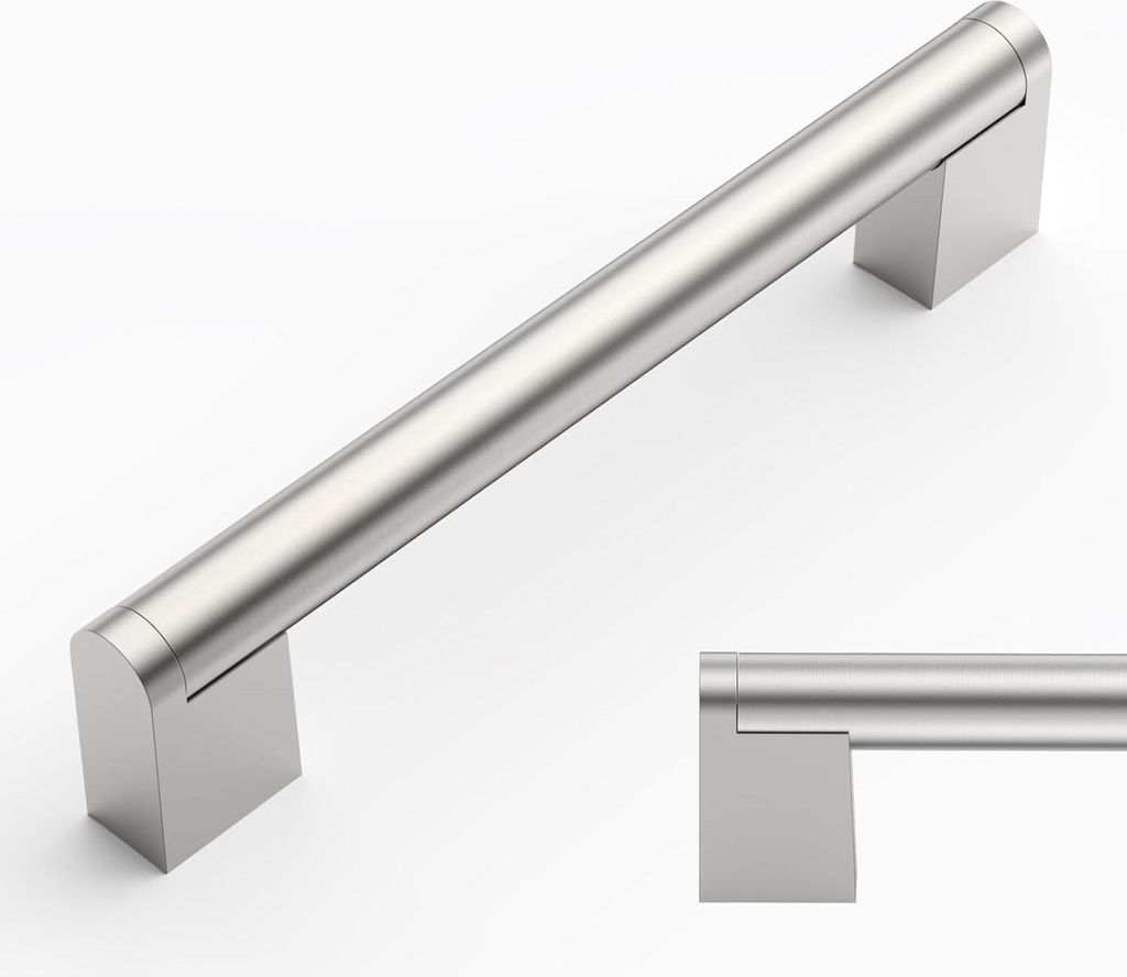 128 mm Mat Nickel Quadratische Türgriffe - Set von 10 Stück Edelstahl Möbelgriffe für Küche Büro Schublade Schrank