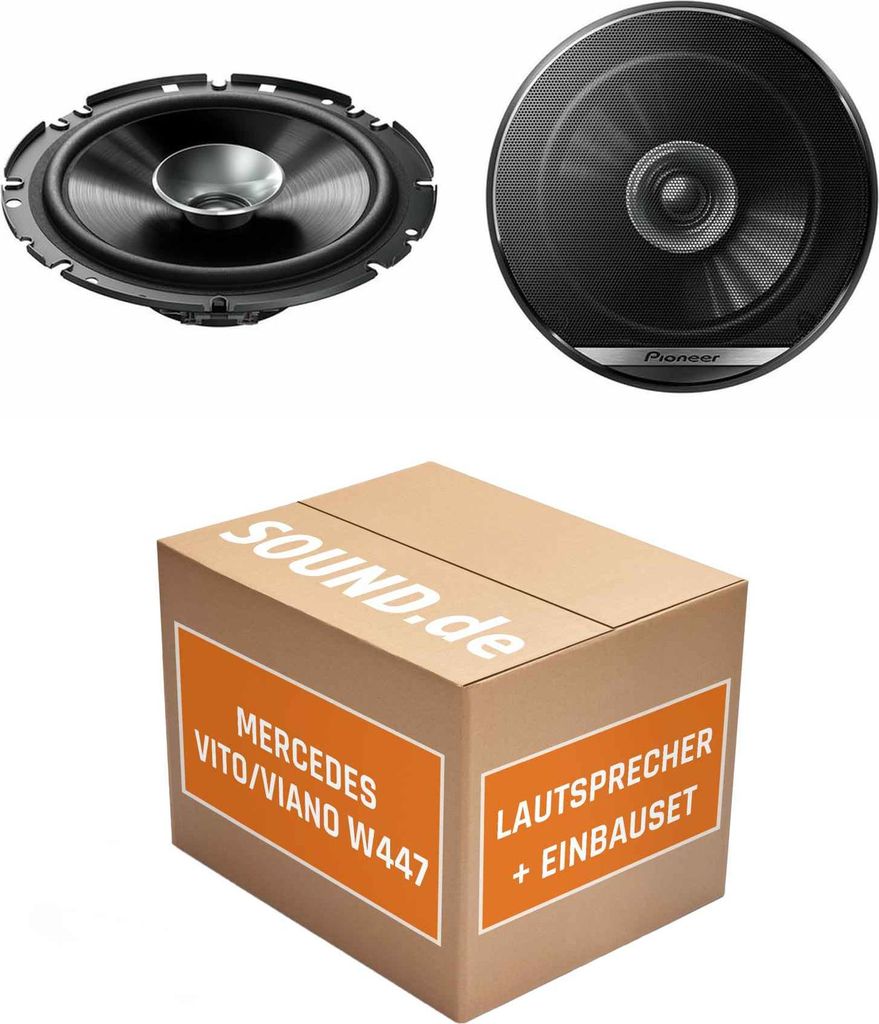 Lautsprecher Boxen Einbaupaket vorne Pioneer TS-G1710F passend für Mercedes Vito/Viano W447 | 2x Tief-Mitteltöner mit integriertem Hochtöner 280...