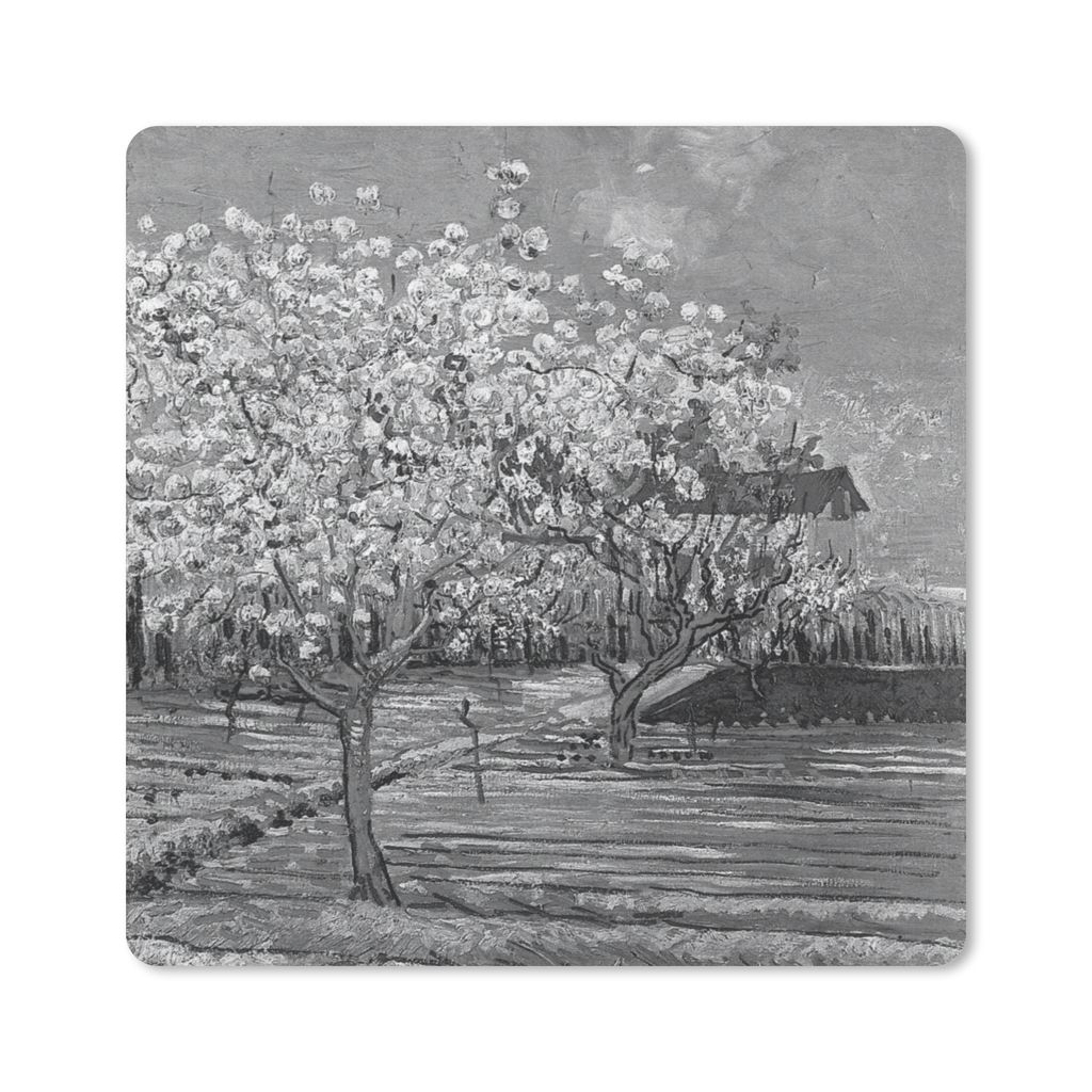 MuchoWow Mauspad Mousepad Mandelblüte - Vincent van Gogh - Schwarz - Weiß 20x20 cm - Mousepads - Maus Mat - Pad - Mausunterlage - Desk Mat - Bu...