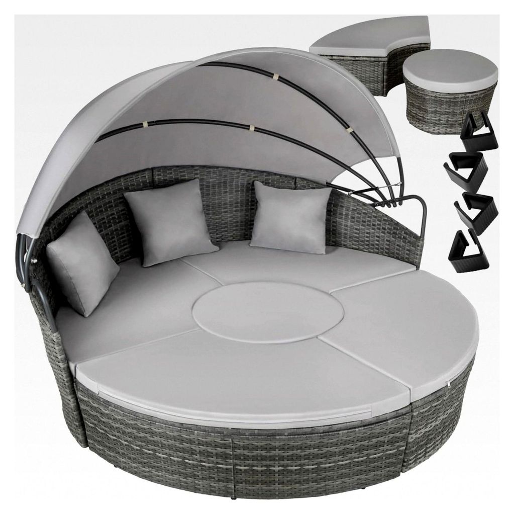 Lounge Muschel Sonneninsel für den Außenbereich, wetterfest, Gartenliege für 2 Personen und mehr, multifunktionales Möbel für Terrasse oder Ba...