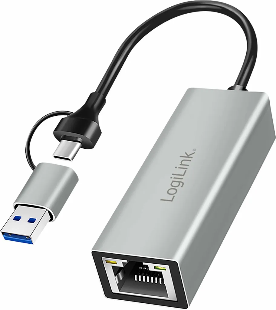 Adattatore LAN Logilink UA0238B: Connessione Gigabit USB-C e USB-A
