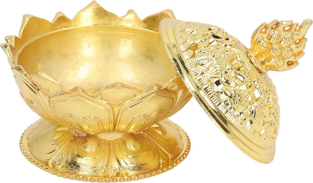 Lotus-Räuchergefäß, Vintage-Stil, Blumenform, Legierungshalter für Heimdekoration, Gold