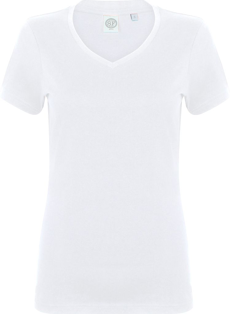 Skinni Fit Damen Feel Good Stretch T-Shirt mit V-Ausschnitt, Kurzarm RW4423 (2XLarge) (Weiß)