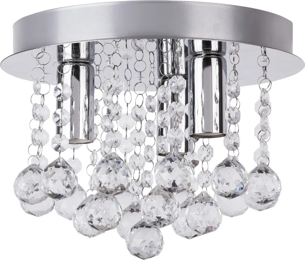 Plafonnier chic 3 lampes E14 en métal chromé pour salon et chambre