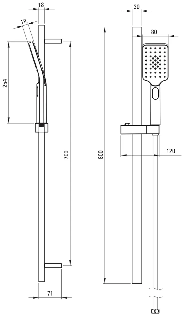 Colonne de douche avec douchette à main multi-jets et rail réglable - 2