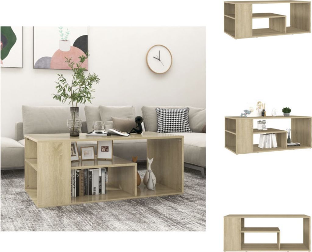vidaXL Konferenční stolek Sonoma dub 100x50x40 cm materiál Obrázek produktu 