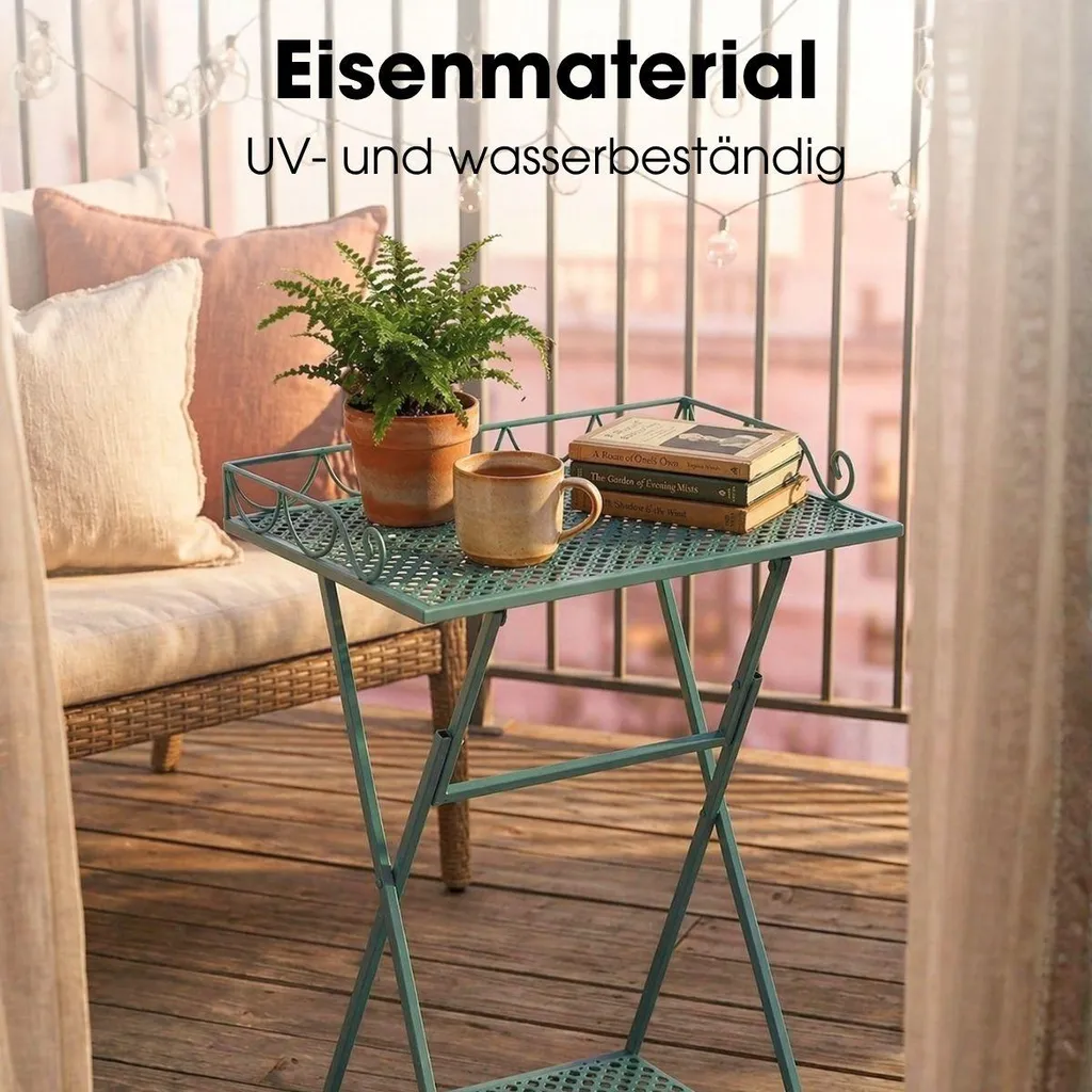 Mobilier de Balcon pour Petits Espaces - Table d'Appoint Verte Fer